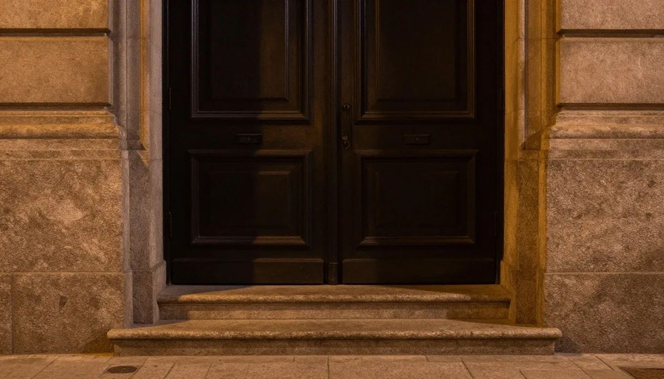 Plaza cívica que lleva a una puerta de atención